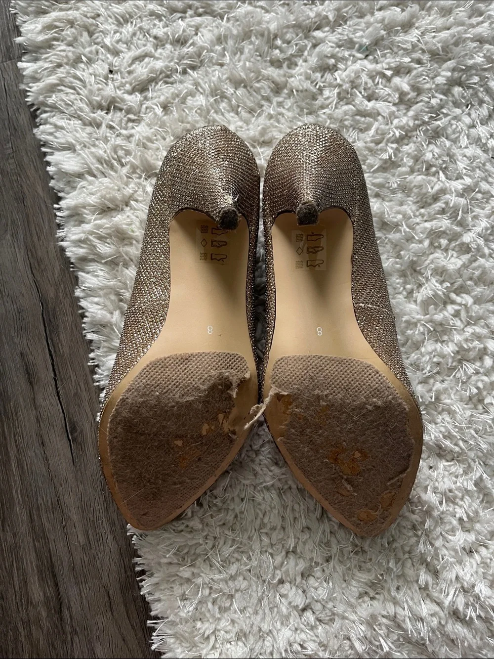 Women's Pointed Toe Glitter Heels in Rose Gold